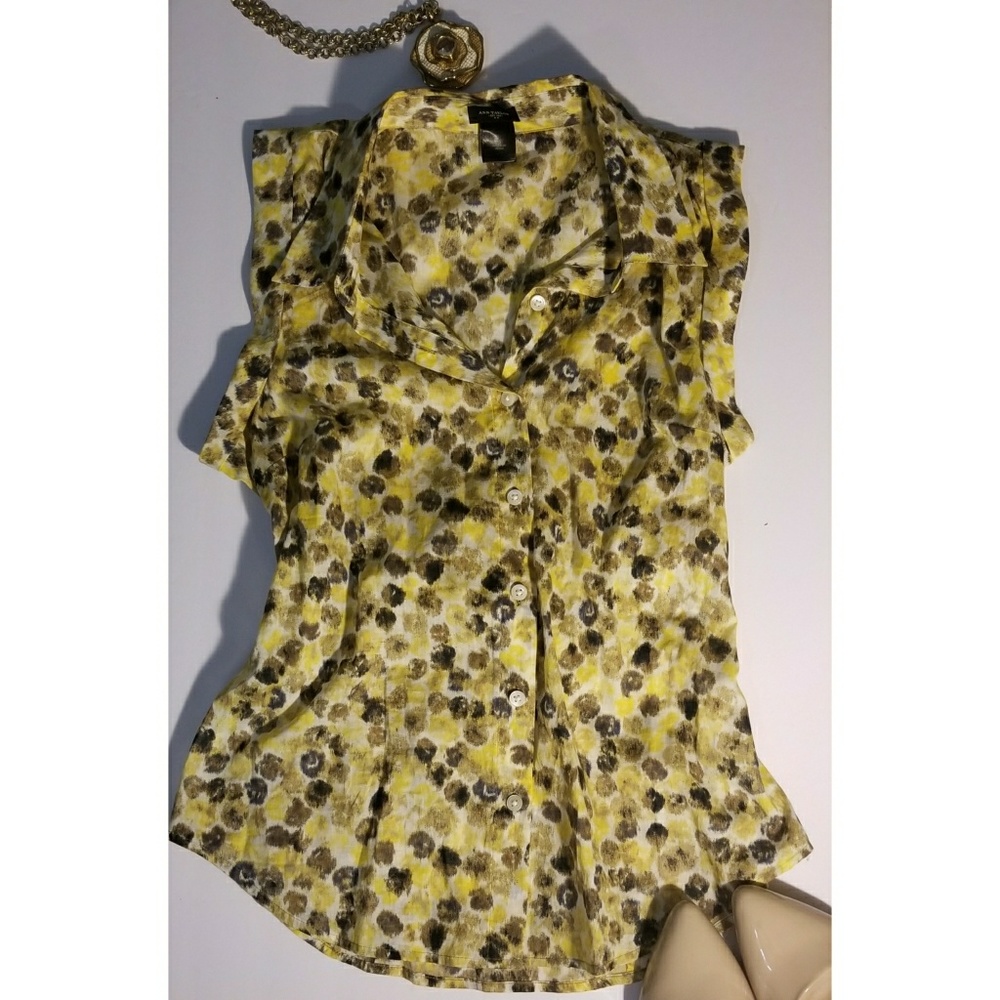 Ann Taylor Multi Color Button down Top w/Back Tie
